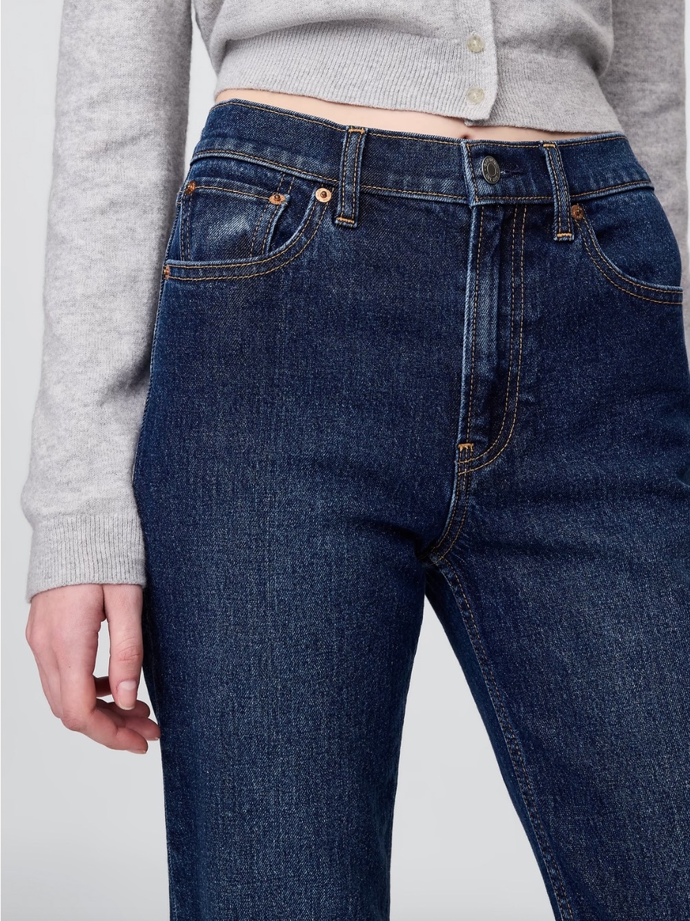 GAP High Rise '90s Slim Straight Jeans Women's 30 Tall Dark Indigo - Picture 5 of 15